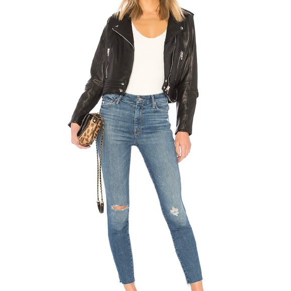 Mother High Waisted Looker Ankle Fray Skinny Jeans Color Wild! Size 25 USA - Picture 1 of 14